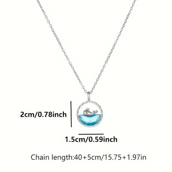 Save The Whale Women's Colorful Blue Ocean 18K Gold Plated Zircon Beach - Picture 5 of 6